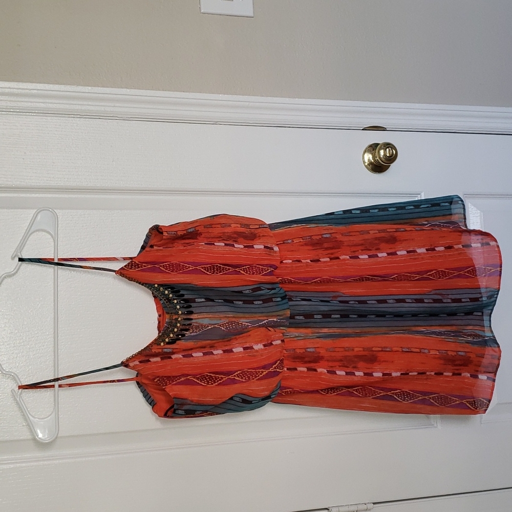 Teal and orange mini dress, size xl